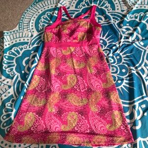 SOYBU pink paisley athletic dress with shelf bra size small